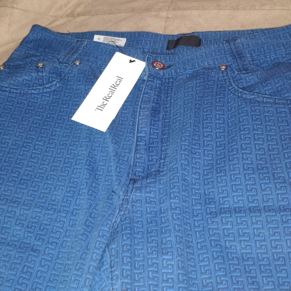 Vintage Gianni Versace Classic Greca Monogram Jeans – Rare Blue All-Over Greek K - Picture 2 of 7